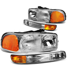 Load image into Gallery viewer, 99-07 GMC Sierra OEM Style 4PC Chrome Headlights with Amber Corner