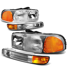 Load image into Gallery viewer, 99-07 GMC Sierra OEM Style 4PC Chrome Headlights with Amber Corner