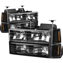Load image into Gallery viewer, 1994-2000 GMC C10 8PC Black Housing Amber Corner Headlights