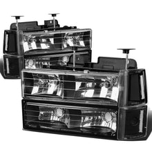 Load image into Gallery viewer, 94-00 GMC C10 8PC Headlight Set - Black Housing Clear Corner