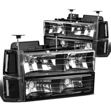 Load image into Gallery viewer, 94-00 GMC C10 8PC Headlight Set - Black Housing Clear Corner