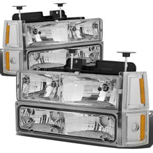 Load image into Gallery viewer, 94-00 GMC C10 Chrome Housing Headlights w/ Amber Corner 8PC Kit