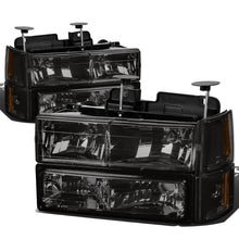Load image into Gallery viewer, 94-00 GMC C10 8PC Smoke Housing Headlight Set w/ Amber Corners