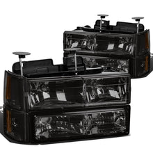 Load image into Gallery viewer, 94-00 GMC C10 8PC Smoke Housing Headlight Set w/ Amber Corners