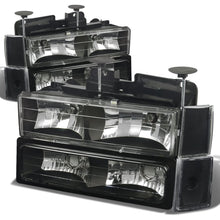 Load image into Gallery viewer, 88-93 Chevrolet C10 Black Housing Clear Corner Headlights 8PC Set