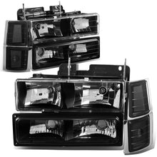 Load image into Gallery viewer, 94-98 Chevrolet C10 Black Housing Headlights with Clear Corners 8PC
