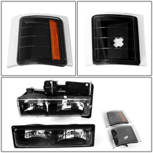 Load image into Gallery viewer, 94-98 Chevrolet C10 8PC Black Housing Headlights w/ Amber Corner