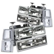 Load image into Gallery viewer, 94-98 Chevrolet C10 8PC Chrome Housing Clear Corner Headlights