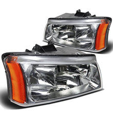 Load image into Gallery viewer, 03-06 Chevy Silverado Avalanche Chrome Headlights w/ Amber Corner