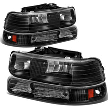 Load image into Gallery viewer, 99-06 Chevrolet Silverado Suburban Tahoe Black Amber Headlights 4PC