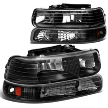 Load image into Gallery viewer, 99-06 Chevrolet Silverado Suburban Tahoe Black Amber Headlights 4PC