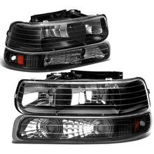Load image into Gallery viewer, 99-06 Chevrolet Silverado Suburban Tahoe Black Amber Headlights 4PC