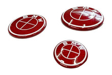 Load image into Gallery viewer, BMW Roundel Emblem Covers - Full Carbon Fiber Red and White Style