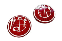 Load image into Gallery viewer, BMW Roundel Emblem Covers - Full Carbon Fiber Red and White Style