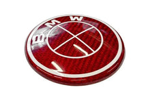 Load image into Gallery viewer, BMW Roundel Emblem Covers - Full Carbon Fiber Red and White Style