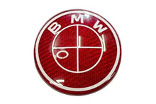 Load image into Gallery viewer, BMW Roundel Emblem Covers - Full Carbon Fiber Red and White Style