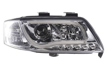 Load image into Gallery viewer, Audi A6 (C5 4B) Chrome LED Headlights with Daytime Running Lights (1997-2001) - With R87 approval