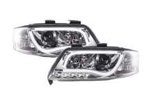 Load image into Gallery viewer, Audi A6 (C5 4B) Chrome LED Headlights with Daytime Running Lights (1997-2001) - With R87 approval