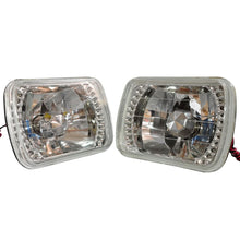 Load image into Gallery viewer, 7X6 Sealed Beam LED Headlights w/ H4 Bulbs H6052 Housing Diamond Cut