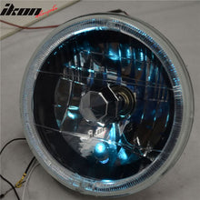 Load image into Gallery viewer, 7in Round H4 Headlight w/ Halo Halogen Bulb Clear Lens Blue City Light