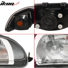 Load image into Gallery viewer, 1992-1995 Honda Civic 2Dr 3Dr JDM Style Black Amber Headlights