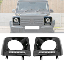 Load image into Gallery viewer, 1990-2018 Benz W463 G500 G550 G55 G63 G65 Gloss Black Headlight Bezels