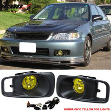 Load image into Gallery viewer, 1999-2000 Honda Civic EK JDM Driving Fog Lights w/Switch Yellow Lens