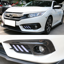 Load image into Gallery viewer, 2016-2018Â Honda Civic Fog Lights Cover Eye Lid Trim Carbon Fiber Print