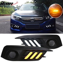 Load image into Gallery viewer, 2016-2018Â Honda Civic LED Amber &amp; White Fog light Bezels Cover 2DR 4DR