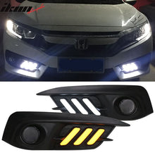 Load image into Gallery viewer, 2016-2018Â Honda Civic LED Amber &amp; White Fog light Bezels Cover 2DR 4DR