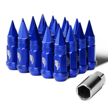 Load image into Gallery viewer, Spiked Aluminum Lug Nuts 80mm M12x1.5 20pc Set with Adapter Blue