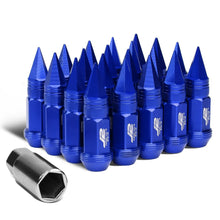 Load image into Gallery viewer, Spiked Aluminum Lug Nuts 80mm M12x1.5 20pc Set with Adapter Blue