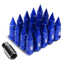 Load image into Gallery viewer, Spiked Aluminum Lug Nuts 80mm M12x1.5 20pc Set with Adapter Blue