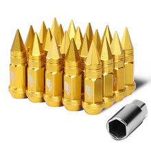 Load image into Gallery viewer, Spiked Cap Lug Nuts - 80MM - M12X1.5 - 20PCS w/ Adapter - Gold Aluminum