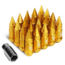 Load image into Gallery viewer, Spiked Cap Lug Nuts - 80MM - M12X1.5 - 20PCS w/ Adapter - Gold Aluminum