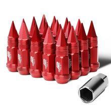 Load image into Gallery viewer, Spiked Cap Lug Nuts 20pc Set M12x1.5 80mm Aluminum Red