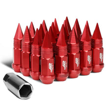 Load image into Gallery viewer, Spiked Cap Lug Nuts 20pc Set M12x1.5 80mm Aluminum Red