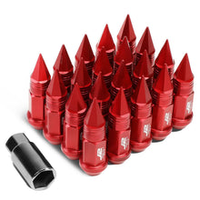 Load image into Gallery viewer, Spiked Cap Lug Nuts 20pc Set M12x1.5 80mm Aluminum Red