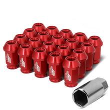 Load image into Gallery viewer, Aluminum Open-End Lug Nuts 40MM M12X1.5 Red 20PCS w/ Adapter