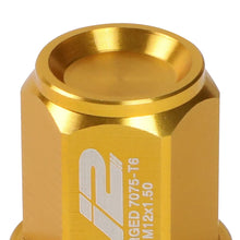 Load image into Gallery viewer, M12x1.5 Close-End Aluminum Lug Nuts 35mm Gold 20pc Set w/ Adapter