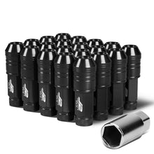 Load image into Gallery viewer, 70MM Open-End Aluminum Lug Nuts M12x1.5 20PC Set with Adapter Black