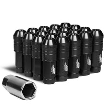 Load image into Gallery viewer, 70MM Open-End Aluminum Lug Nuts M12x1.5 20PC Set with Adapter Black