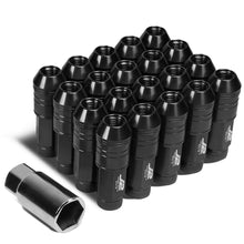 Load image into Gallery viewer, 70MM Open-End Aluminum Lug Nuts M12x1.5 20PC Set with Adapter Black