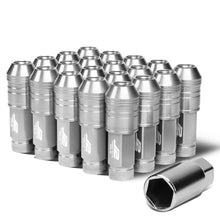 Load image into Gallery viewer, Open End Aluminum Lug Nuts Set 70mm M12x1.5 20pcs w/ Adapter Silver