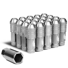 Load image into Gallery viewer, Open End Aluminum Lug Nuts Set 70mm M12x1.5 20pcs w/ Adapter Silver