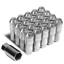 Load image into Gallery viewer, Open End Aluminum Lug Nuts Set 70mm M12x1.5 20pcs w/ Adapter Silver