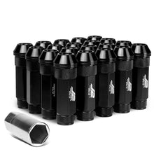 Load image into Gallery viewer, Aluminum Lug Nuts Open-End 70MM M12X1.25 20PCS w/ Adapter Black