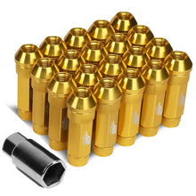 Load image into Gallery viewer, Open-End Aluminum Lug Nuts 70mm M12x1.5 Gold 20pc Set with Key