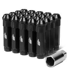 Load image into Gallery viewer, Aluminum Open-End Lug Nuts M12x1.25 90mm 20pcs w/ Adapter Black