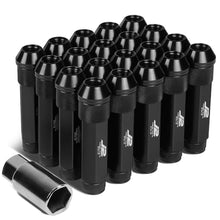 Load image into Gallery viewer, Aluminum Open-End Lug Nuts M12x1.25 90mm 20pcs w/ Adapter Black